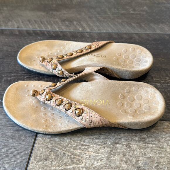 Vionic Rest Floriana 340 Gold Cork Women's Flipflops Size 7 - Picture 4 of 10